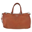 PRADA Hand Bag Leather 2way Orange Silver Auth bs33283-13