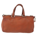 PRADA Hand Bag Leather 2way Orange Silver Auth bs33283-2