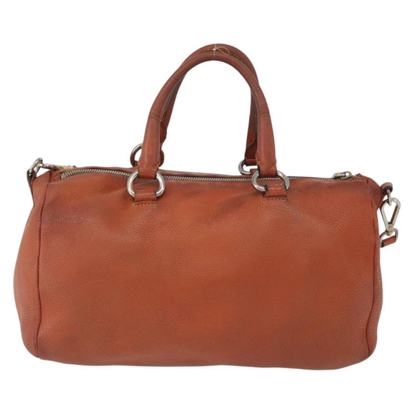 PRADA Hand Bag Leather 2way Orange Silver Auth bs33283