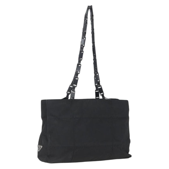 PRADA Shoulder Bag Nylon Black Silver Auth bs33284
