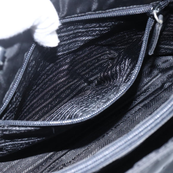 PRADA Shoulder Bag Nylon Black Silver Auth bs33284