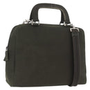 PRADA Hand Bag Nylon 2way Khaki Silver Auth bs33285-1