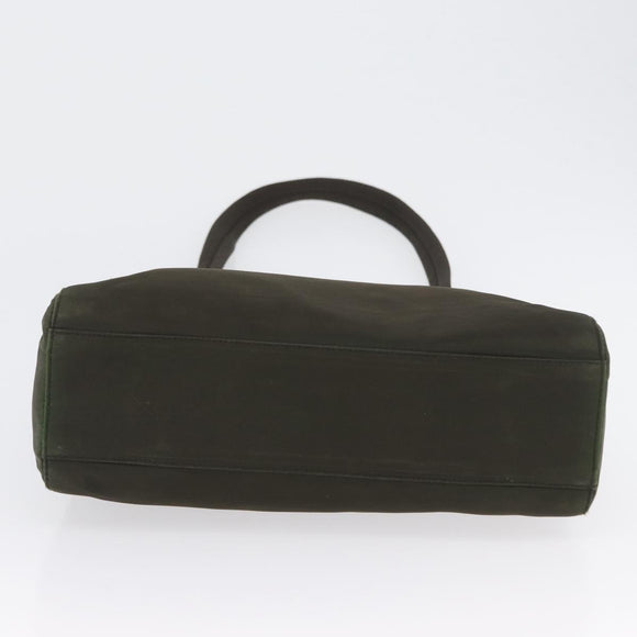 PRADA Hand Bag Nylon 2way Khaki Silver Auth bs33285
