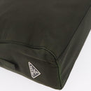 PRADA Hand Bag Nylon 2way Khaki Silver Auth bs33285-15