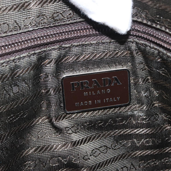PRADA Hand Bag Nylon 2way Khaki Silver Auth bs33285