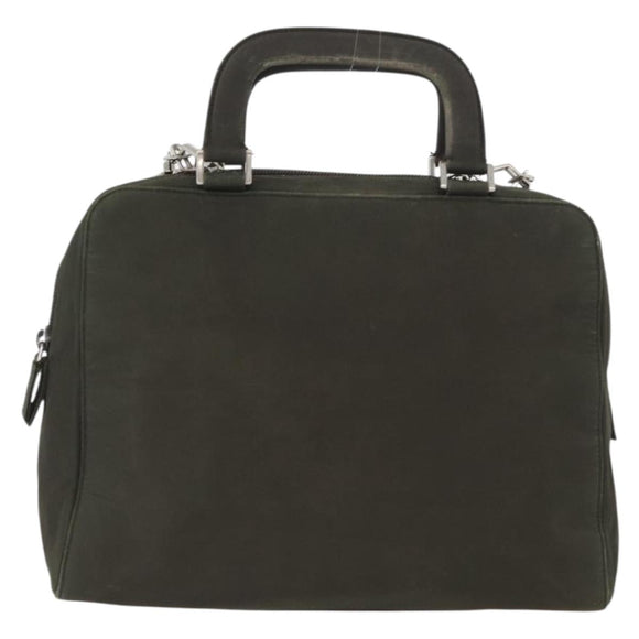 PRADA Hand Bag Nylon 2way Khaki Silver Auth bs33285