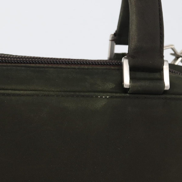 PRADA Hand Bag Nylon 2way Khaki Silver Auth bs33285