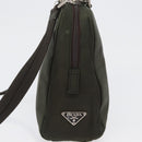 PRADA Hand Bag Nylon 2way Khaki Silver Auth bs33285-4