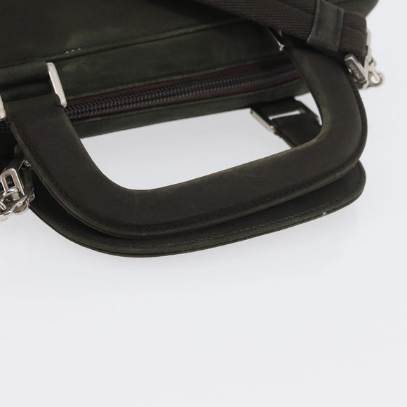 PRADA Hand Bag Nylon 2way Khaki Silver Auth bs33285