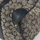 CELINE C Macadam Canvas Hand Bag Navy Gold Auth bs33286-14
