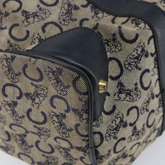 CELINE C Macadam Canvas Hand Bag Navy Gold Auth bs33286