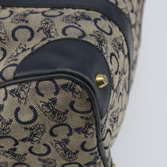CELINE C Macadam Canvas Hand Bag Navy Gold Auth bs33286