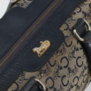 CELINE C Macadam Canvas Hand Bag Navy Gold Auth bs33286-17