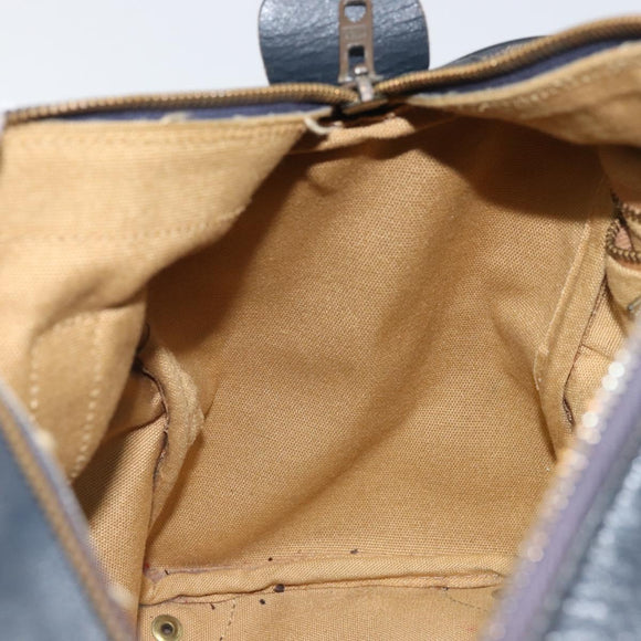 CELINE C Macadam Canvas Hand Bag Navy Gold Auth bs33286