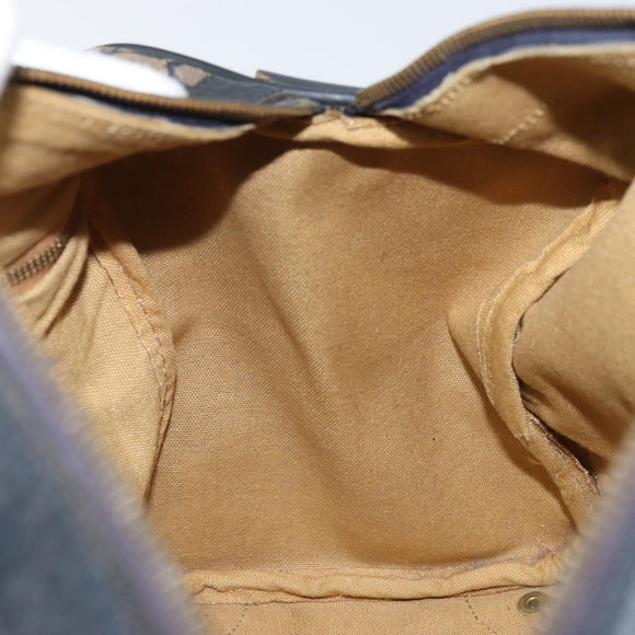 CELINE C Macadam Canvas Hand Bag Navy Gold Auth bs33286