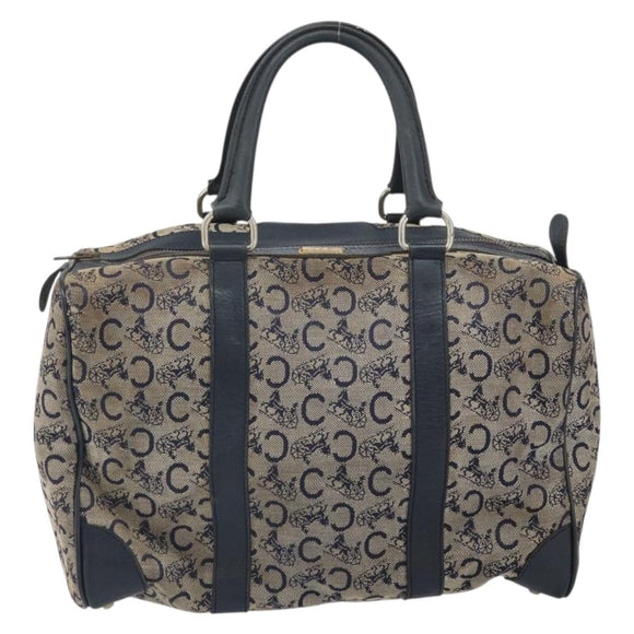 CELINE C Macadam Canvas Hand Bag Navy Gold Auth bs33286