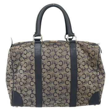 CELINE C Macadam Canvas Hand Bag Navy Gold Auth bs33286 - 0