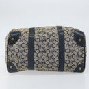 CELINE C Macadam Canvas Hand Bag Navy Gold Auth bs33286-5