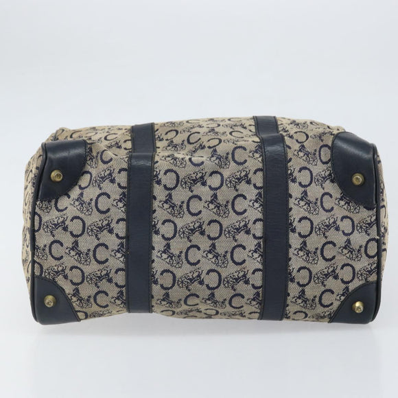 CELINE C Macadam Canvas Hand Bag Navy Gold Auth bs33286
