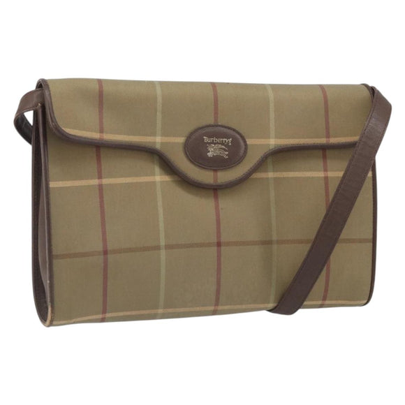 Burberrys Nova Check Shoulder Bag Canvas Beige Gold Auth bs33287