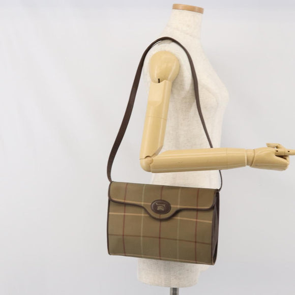 Burberrys Nova Check Shoulder Bag Canvas Beige Gold Auth bs33287