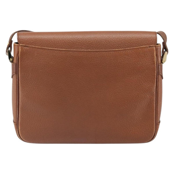Burberrys Shoulder Bag Leather Brown Gold Auth bs33288