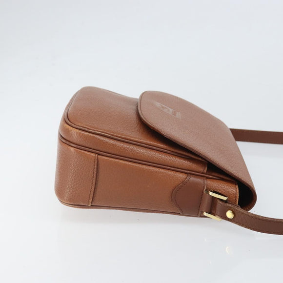 Burberrys Shoulder Bag Leather Brown Gold Auth bs33288