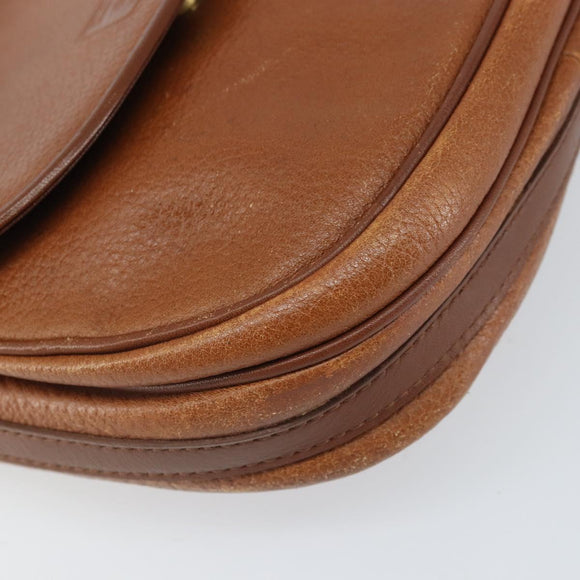 Burberrys Shoulder Bag Leather Brown Gold Auth bs33289