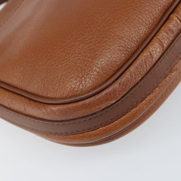 Burberrys Shoulder Bag Leather Brown Gold Auth bs33289