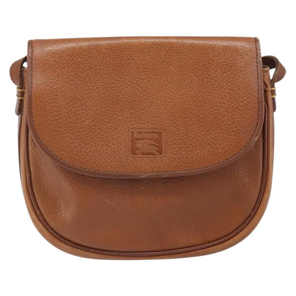 Burberrys Shoulder Bag Leather Brown Gold Auth bs33289