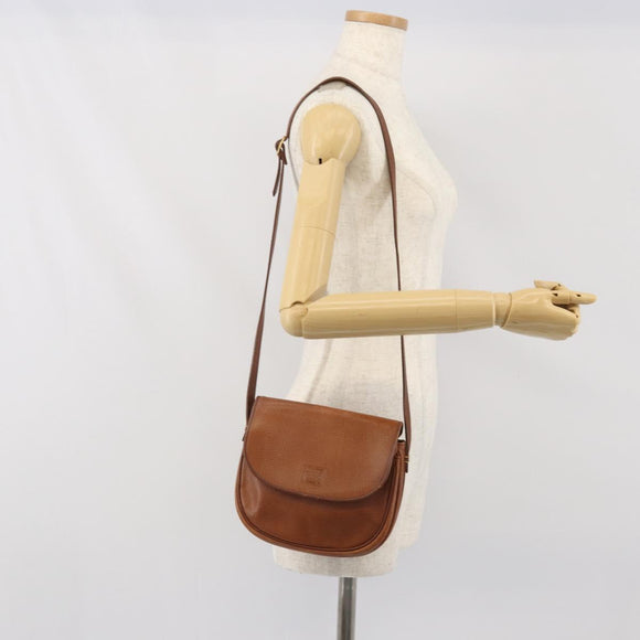Burberrys Shoulder Bag Leather Brown Gold Auth bs33289