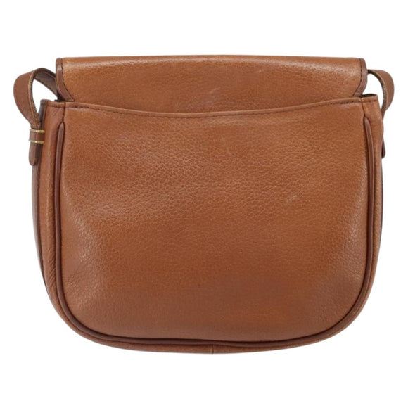 Burberrys Shoulder Bag Leather Brown Gold Auth bs33289