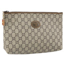 GUCCI GG Plus Supreme Clutch Bag PVC Beige Gold Auth bs33292-1