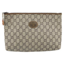 GUCCI GG Plus Supreme Clutch Bag PVC Beige Gold Auth bs33292-2