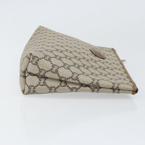 GUCCI GG Plus Supreme Clutch Bag PVC Beige Gold Auth bs33292