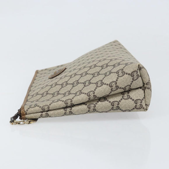 GUCCI GG Plus Supreme Clutch Bag PVC Beige Gold Auth bs33292