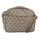 GUCCI GG Plus Supreme Shoulder Bag PVC Beige Gold Auth bs33293-1
