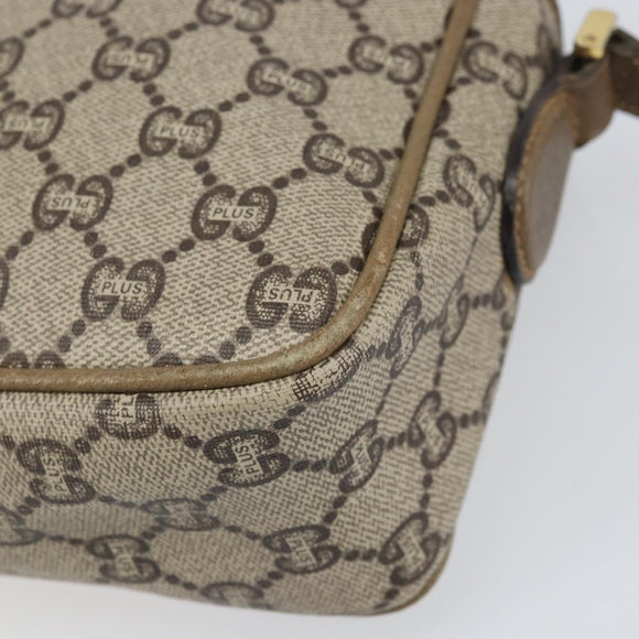GUCCI GG Plus Supreme Shoulder Bag PVC Beige Gold Auth bs33293