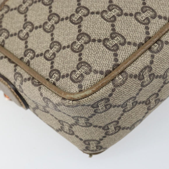 GUCCI GG Plus Supreme Shoulder Bag PVC Beige Gold Auth bs33293