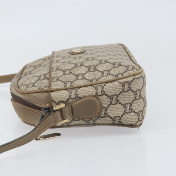 GUCCI GG Plus Supreme Shoulder Bag PVC Beige Gold Auth bs33293
