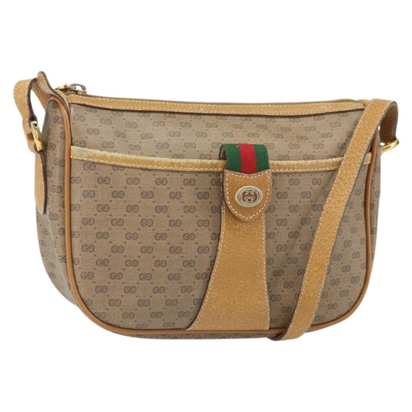 GUCCI Micro GG Supreme Web Sherry Line Bag PVC Beige Gold 89 02 032 Auth bs33296