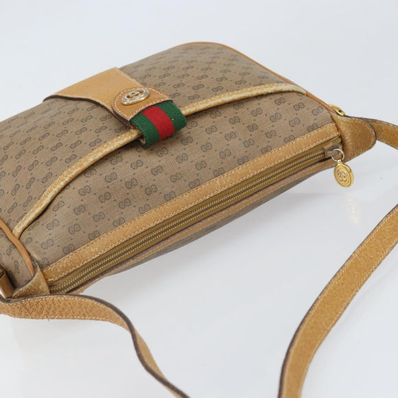 GUCCI Micro GG Supreme Web Sherry Line Bag PVC Beige Gold 89 02 032 Auth bs33296