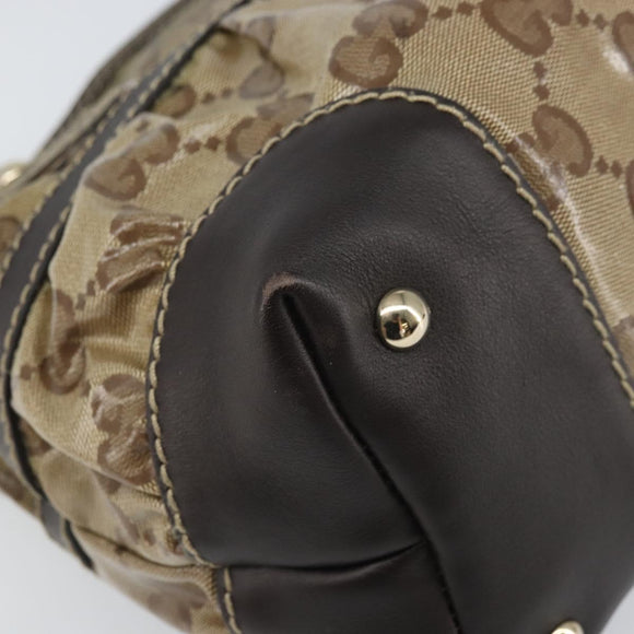 GUCCI GG Crystal Tote Bag Coated Canvas Gold Beige 223964 Auth bs33297