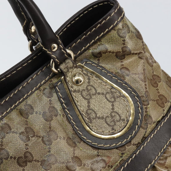 GUCCI GG Crystal Tote Bag Coated Canvas Gold Beige 223964 Auth bs33297