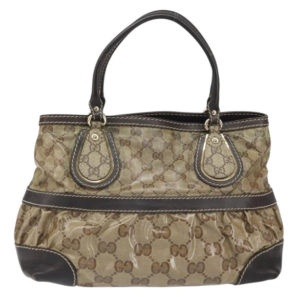 GUCCI GG Crystal Tote Bag Coated Canvas Gold Beige 223964 Auth bs33297