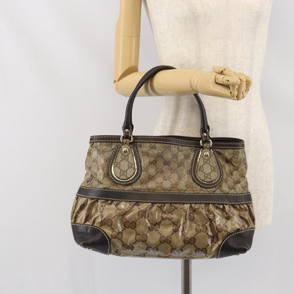 GUCCI GG Crystal Tote Bag Coated Canvas Gold Beige 223964 Auth bs33297