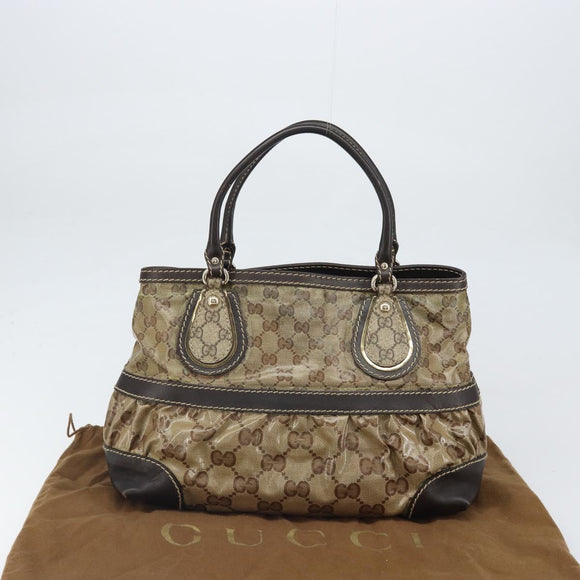 GUCCI GG Crystal Tote Bag Coated Canvas Gold Beige 223964 Auth bs33297