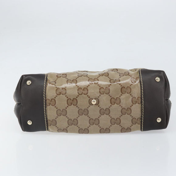 GUCCI GG Crystal Tote Bag Coated Canvas Gold Beige 223964 Auth bs33297
