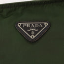 PRADA Shoulder Bag Nylon Khaki Silver Auth bs33303-17