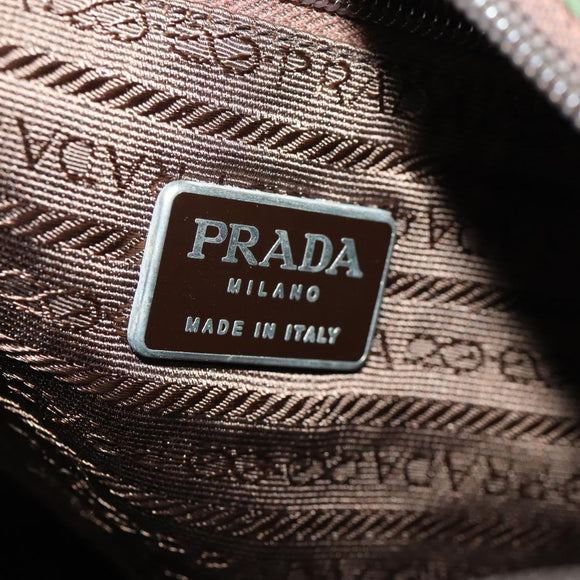 PRADA Shoulder Bag Nylon Khaki Silver Auth bs33303